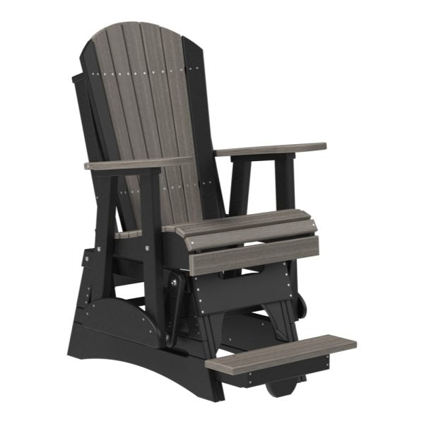 LuxCraft 2′ Adirondack Balcony Glider Chair  Luxcraft Coastal Gray / Black  