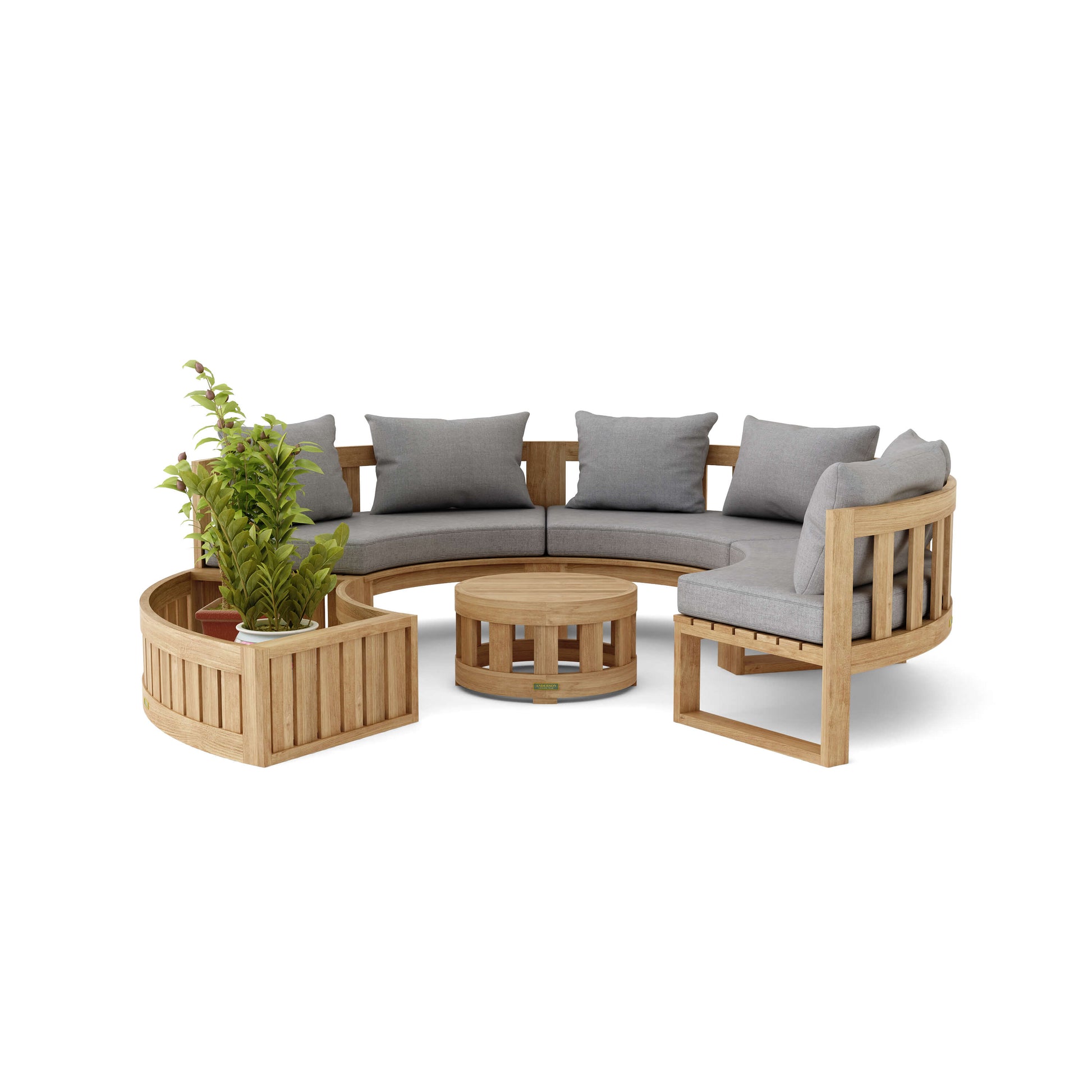 Circular Modular Deep Seating, Planter & Coffee Table Outdoor Furniture Set Anderson   