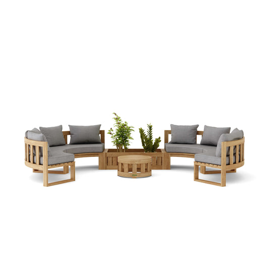Circular Modular Deep Seating, Straight Modular Planter & Coffee Table Outdoor Furniture Set Anderson   