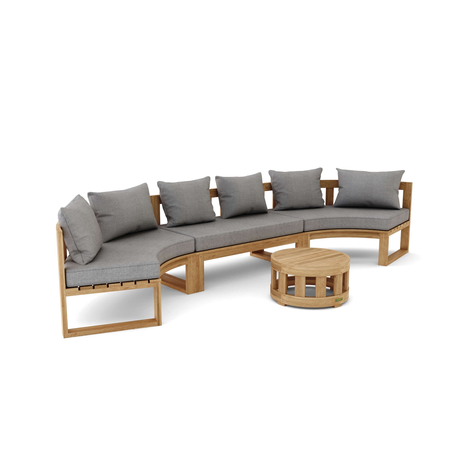 SET-814 Circular Modular Deep Seating, Straight Side Table & Coffee Table Outdoor Furniture Set Anderson   