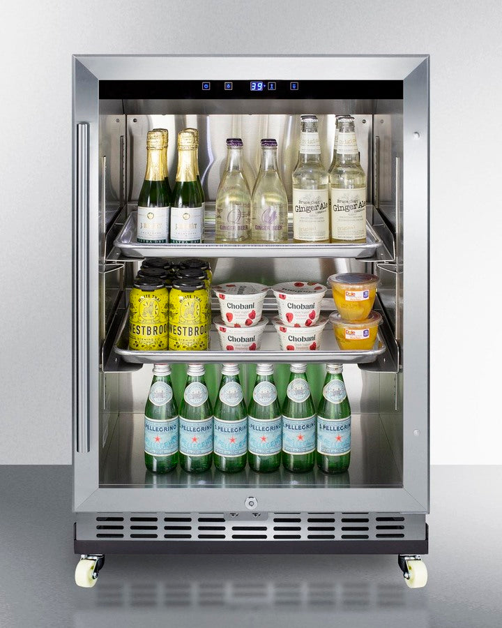 24" Wide Outdoor Mini Reach-In Beverage Center with Dolly Beverage Center Summit   