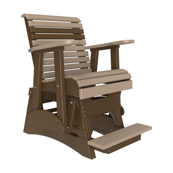 LuxCraft 2′ Plain Balcony Glider Chair Chair Luxcraft Weatherwood / Chestnut Brown  