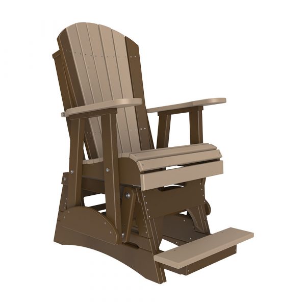 LuxCraft 2′ Adirondack Balcony Glider Chair  Luxcraft Weatherwood / Chestnut Brown  