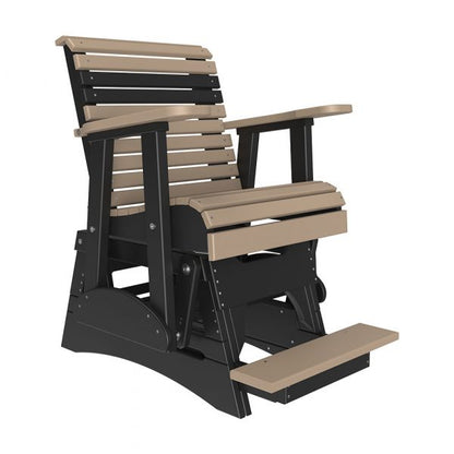 LuxCraft 2′ Plain Balcony Glider Chair Chair Luxcraft Weatherwood / Black  
