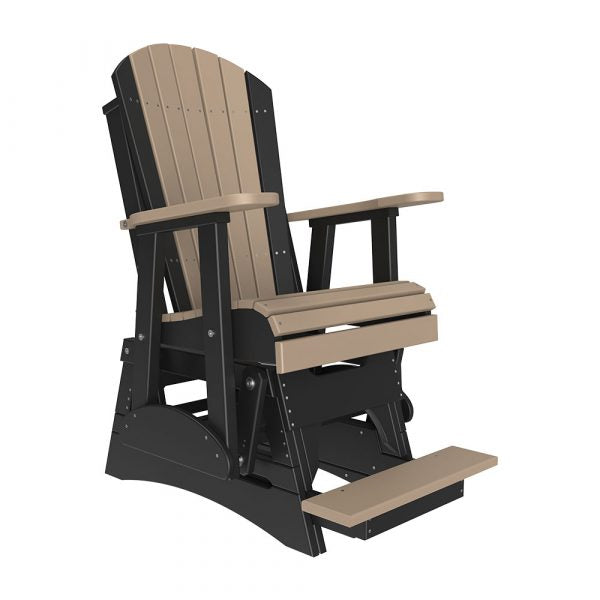 LuxCraft 2′ Adirondack Balcony Glider Chair  Luxcraft Weatherwood / Black  