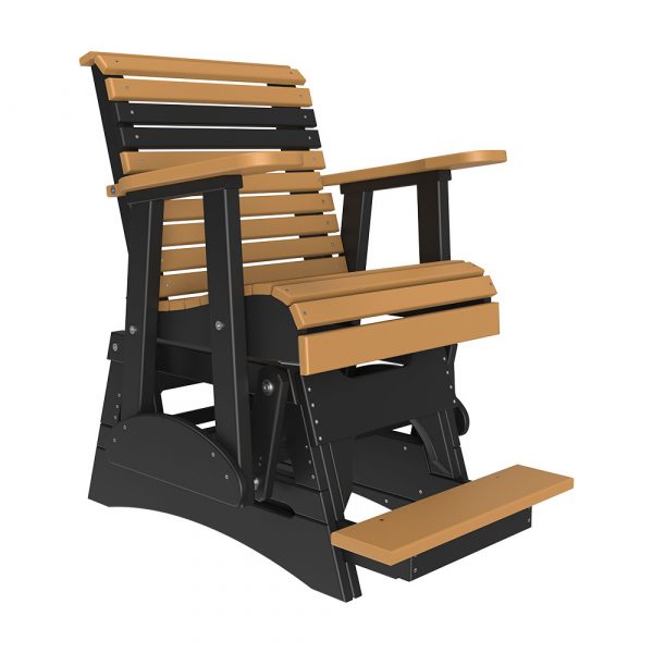 LuxCraft 2′ Plain Balcony Glider Chair Chair Luxcraft Cedar / Black  