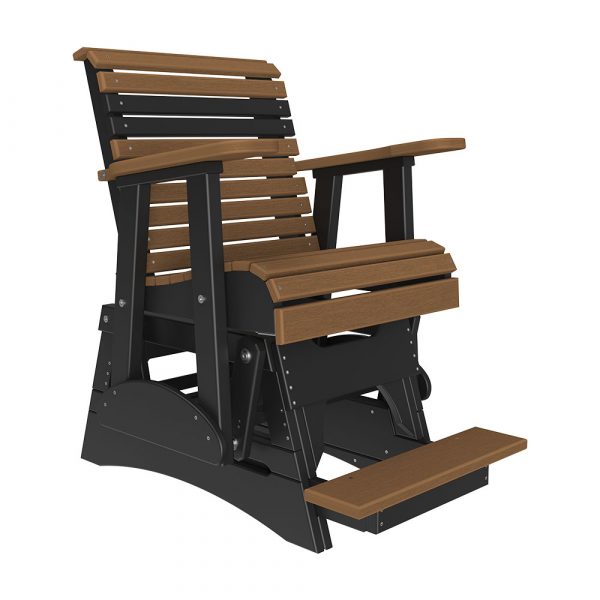 LuxCraft 2′ Plain Balcony Glider Chair Chair Luxcraft Antique Mahogany / Black  